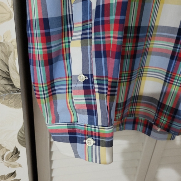 Ralph Lauren Shirt Mens Large Blue Plaid 100% Cotton Long Sleeve Oxford - Picture 2 of 6